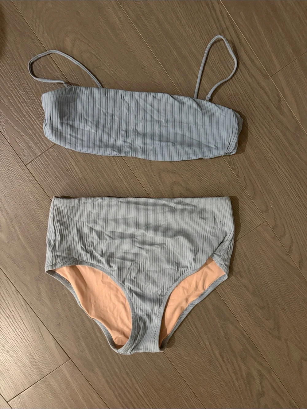 Madewell Light Blue Ribbed High-Waist Bikini Set